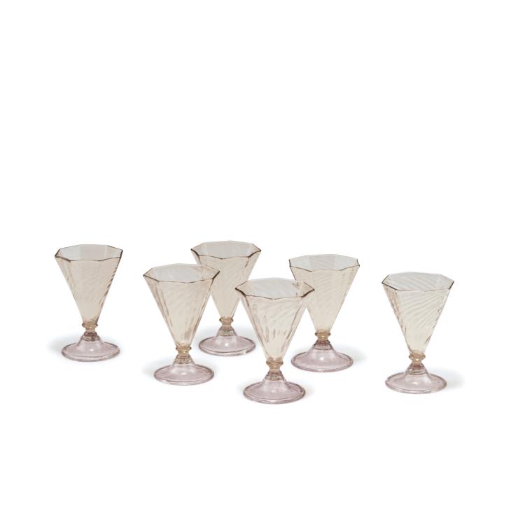 Hauptbild zu Objekt, Six sweet wine glasses, c1925, Murano, 125C 618