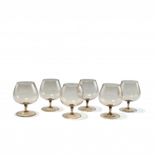Six wine glasses, c1930