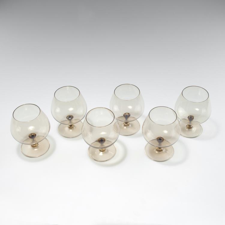 Bild 1 zu Objekt, Six wine glasses, c1930, Cappellin, M.V.M., Murano, 125C 558