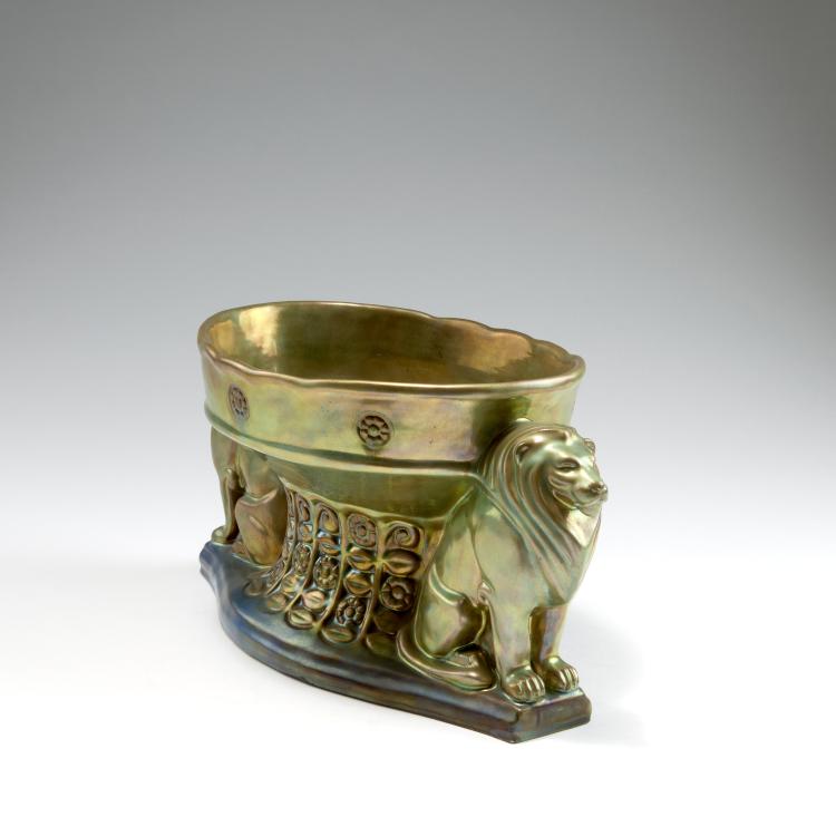 Bild 1 zu Objekt, Schale mit L&ouml;wen, 1906-18, Zsolnay, Vilmos, P&eacute;cs, 126 924