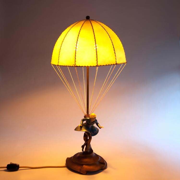 Bild 1 zu Objekt, 'Parachutist' table light, 1920s, Richard W. Lange, Rosenthal & Maeder, 126 428