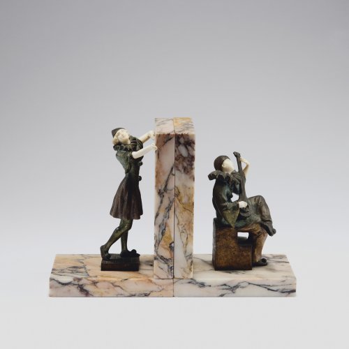 Pair of bookends 'Pierrot' and 'Columbine', c1925