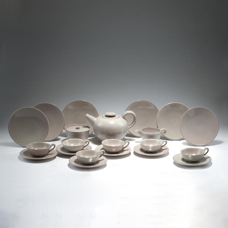 Hauptbild zu Objekt, Tea set, 1920-25, Otto Lindig, Karlsruhe, Majolikamanufaktur, 127B 430