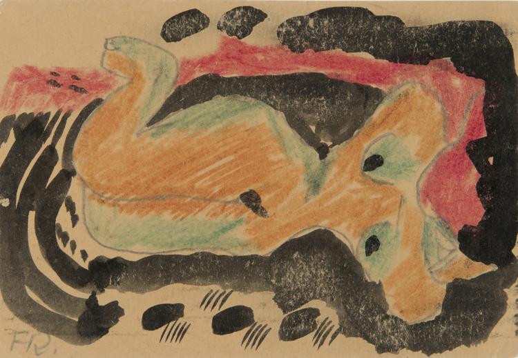 Hauptbild zu Objekt, Artist's postcard 'Reclining female nude, 1921, Franz Radziwill, 127C 635