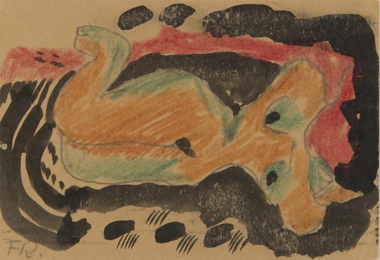 Bild 1 zu Objekt, Artist's postcard 'Reclining female nude, 1921, Franz Radziwill, 127C 635