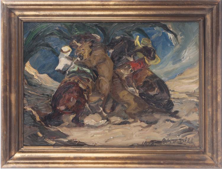 Hauptbild zu Objekt, 'Group of riders with a lion', 1918, Otto Dill, 127C 599
