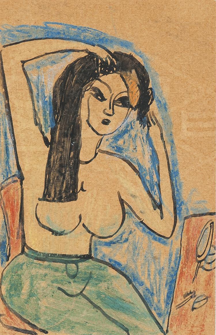 Hauptbild zu Objekt, Artist's postcard 'Woman at her Dresser', 1917, Erich Heckel, 127C 610