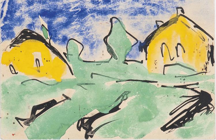 Hauptbild zu Objekt, 'Two yellow houses', 1911, Karl Schmidt-Rottluff, 127C 649