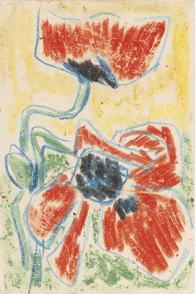Hauptbild zu Objekt, 'Two Poppy Flowers' artist's postcard, 1910, Karl Schmidt-Rottluff, 127C 648
