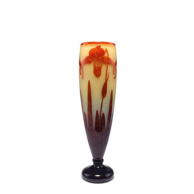 Hauptbild zu Objekt, Hohe Vase 'Orchid&eacute;es', 1924-27, Schneider, Epinay-sur-Seine, 126 254