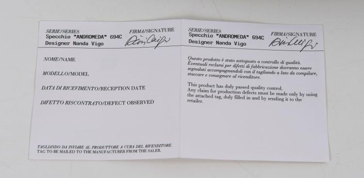 Bild 4 zu Objekt, 'Andromeda 694C' mirror, c1965, Nanda Vigo, Glass Design, Mailand, 127A 112