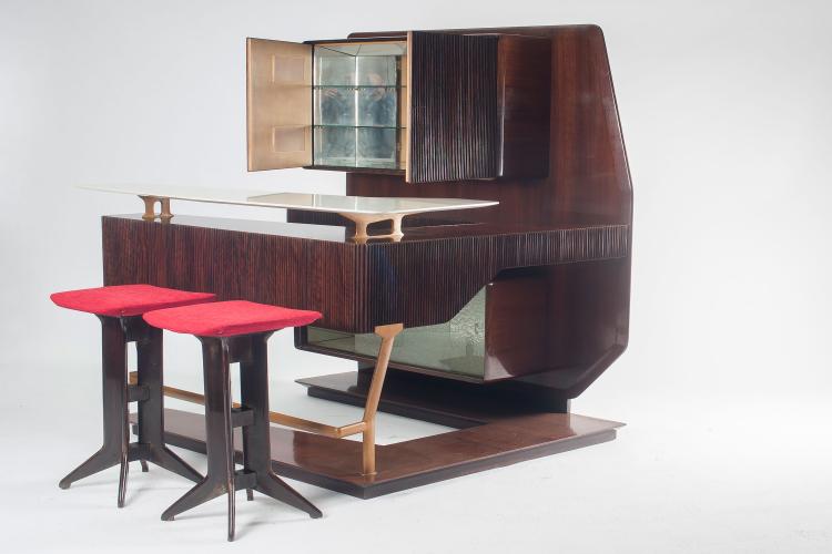 Bild 1 zu Objekt, Bar mit zwei Barhockern, 1950er Jahre, Italien, 127A 41