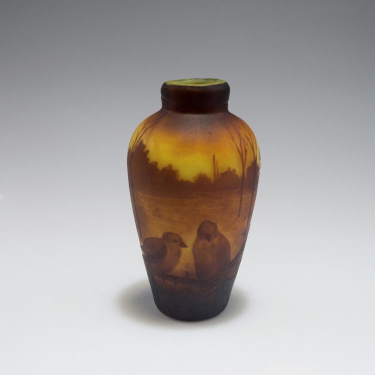 Hauptbild zu Objekt, Vase 'Paysage et Oiseaux', um 1925, Muller Fr&egrave;res, Lun&eacute;ville, 126 232