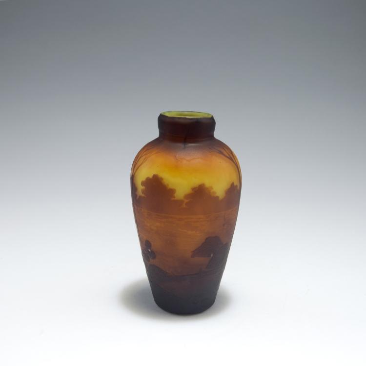 Bild 1 zu Objekt, Vase 'Paysage et Oiseaux', um 1925, Muller Fr&egrave;res, Lun&eacute;ville, 126 232