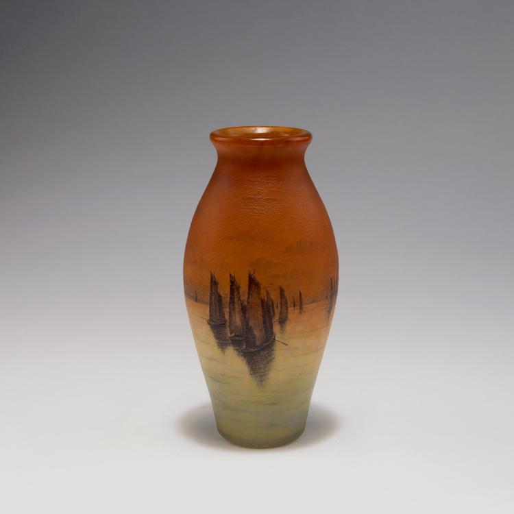Hauptbild zu Objekt, Vase 'Voiliers, soleil couchant', um 1910, Daum Fr&egrave;res, Nancy, 126 89