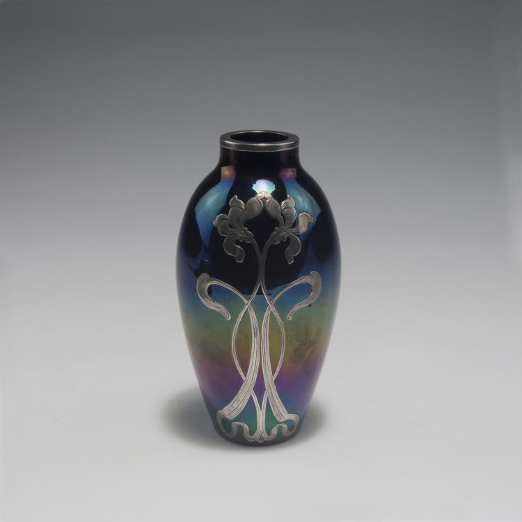 Hauptbild zu Objekt, Vase mit Silberauflage, um 1900, B&ouml;hmen, 126 382