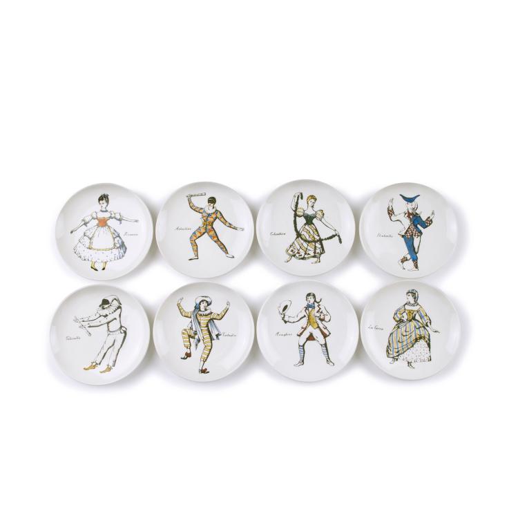 Hauptbild zu Objekt, Eight 'Maschere Italiane' coasters, 1960s , Piero Fornasetti, Fornasetti, Mailand, 127A 201