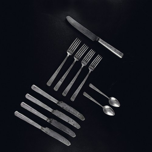 Eleven '2000' pieces of cutlery, 1901