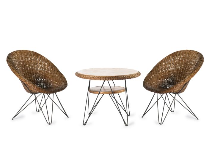 Hauptbild zu Objekt, Table and two easy chairs, 1950s, Italien, 127A 53