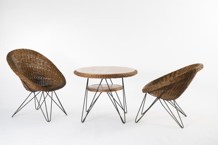 Bild 1 zu Objekt, Table and two easy chairs, 1950s, Italien, 127A 53