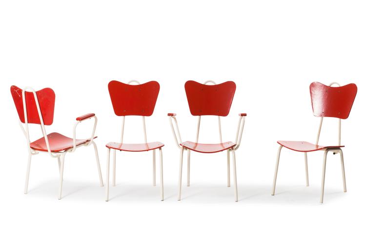 Hauptbild zu Objekt, Two armchairs, two chairs, 1953, Jacques Hitier, Tubauto, Frankreich, 127B 390