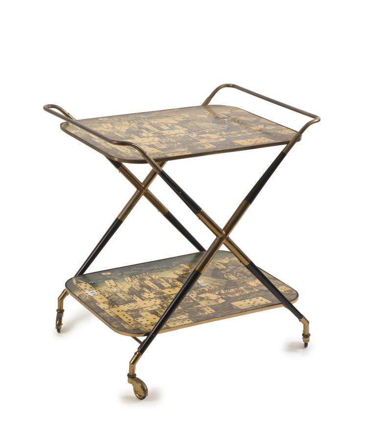 Hauptbild zu Objekt, 'Citt&aacute; di Carte' serving cart, 1950s, Piero Fornasetti, Fornasetti, Piero, Mailand, 127A 50