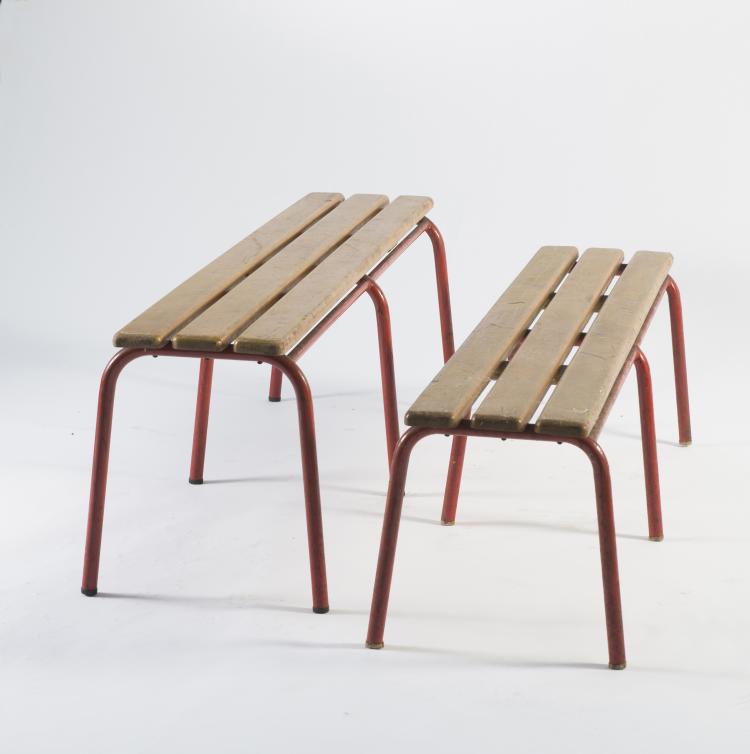 Bild 1 zu Objekt, Two benches, c1955, Jean Prouv&eacute;, Ateliers Prouv&eacute;, Nancy (zugeschrieben), 127B 413