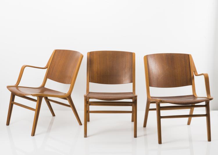 Bild 2 zu Objekt, 'AX' bench, made of three chairs, 1950, Peter Hvidt, Hansen, Fritz, Aller&ouml;d, 128A 75