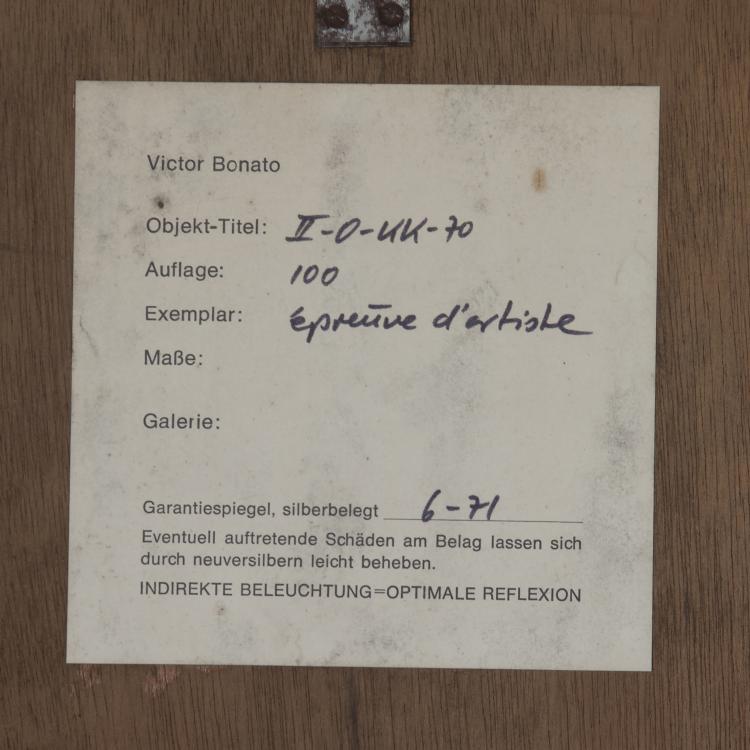 Bild 2 zu Objekt, 'II x 0 - KK - 70 (Mirror deformation)', 1970 , Victor Bonato, 130B 241