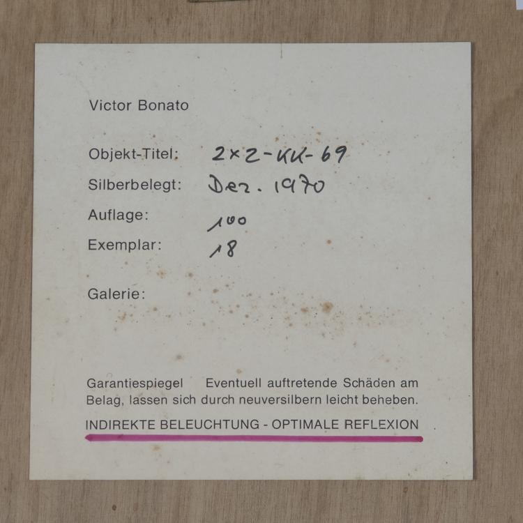 Bild 3 zu Objekt, '2 x 2 - KK - 69 (Spiegelverformung)', 1970 , Victor Bonato, 130B 242