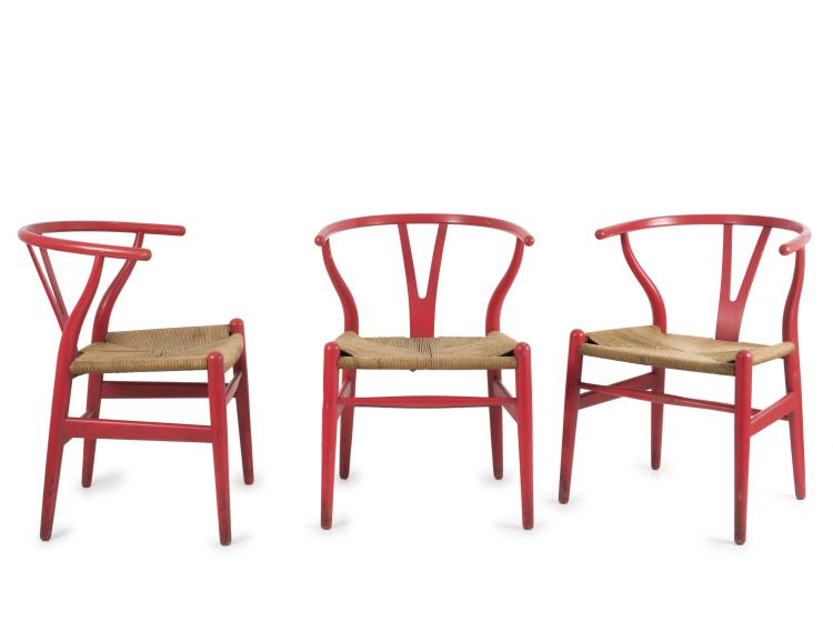 Hauptbild zu Objekt, Three 'Y' - 'CH-24' chairs, 1950 , Hansen, Carl & S&oslash;n, Odense, 128A 76