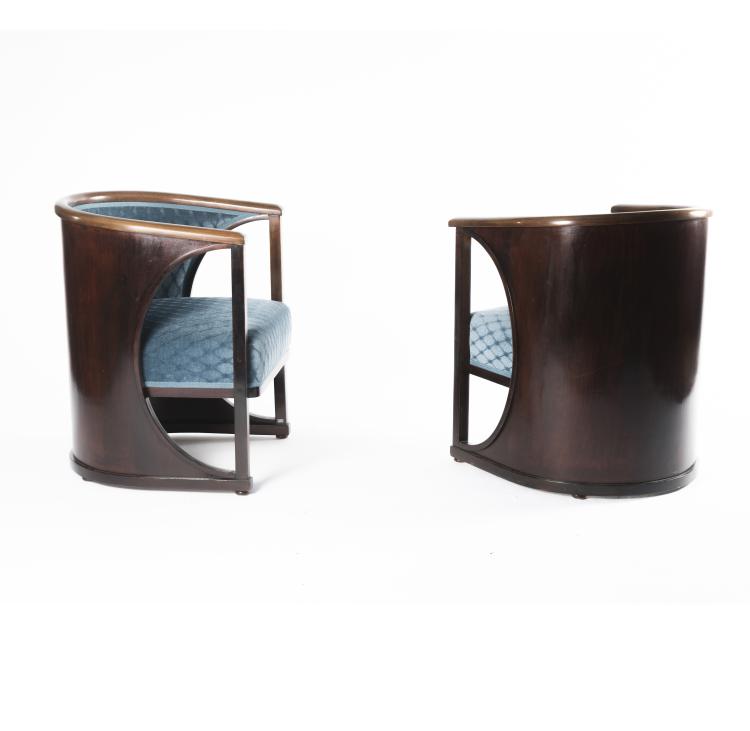 Bild 8 zu Objekt, Dreiteilige Sitzgarnitur, zwei Armlehnst&uuml;hle und ein Zweiersofa, sog. 'Halbmondgarnitur', 1911, Josef Hoffmann, Kohn, J. & J., Wien, 130A 7