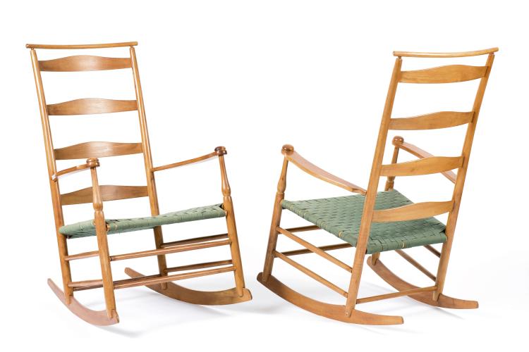 Hauptbild zu Objekt, Two NO. 7 Shawl back shaker rockers', 1850s, Shaker Workshops, Ashburnham, MA, 128B 188