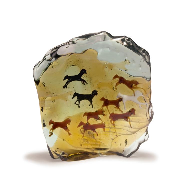 Hauptbild zu Objekt, Decorative wall plate with horses, 1950/60s, Fulvio Bianconi, Cenedese, Gino, Murano (zugeschrieben), 128C 786