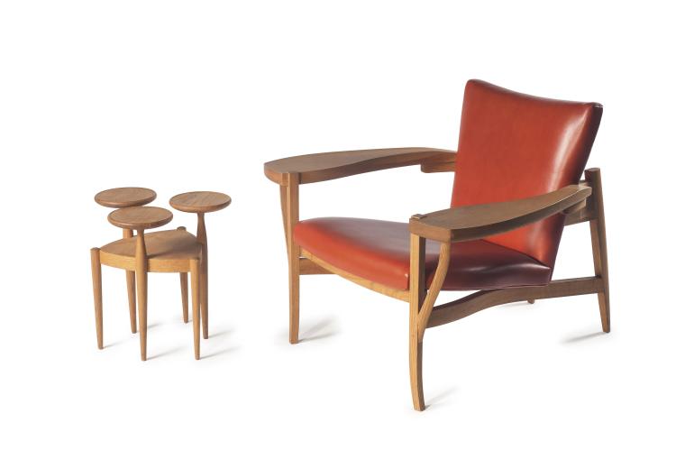 Hauptbild zu Objekt, Lounge chair and end table, c1965, D&auml;nemark, 128A 172