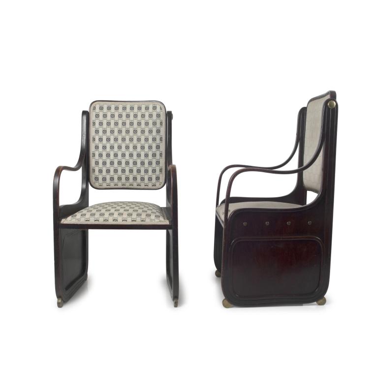 Hauptbild zu Objekt, Two '413' easy chairs, c1901, Koloman Moser, Kohn, J.&J., Wien (zugeschrieben), 130A 13