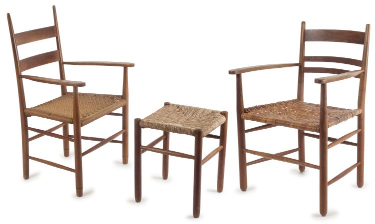 Hauptbild zu Objekt, Two armchairs, one stool, c1920, Josef Frank, Haus & Garten, Wien (zugeschrieben), 128A 5