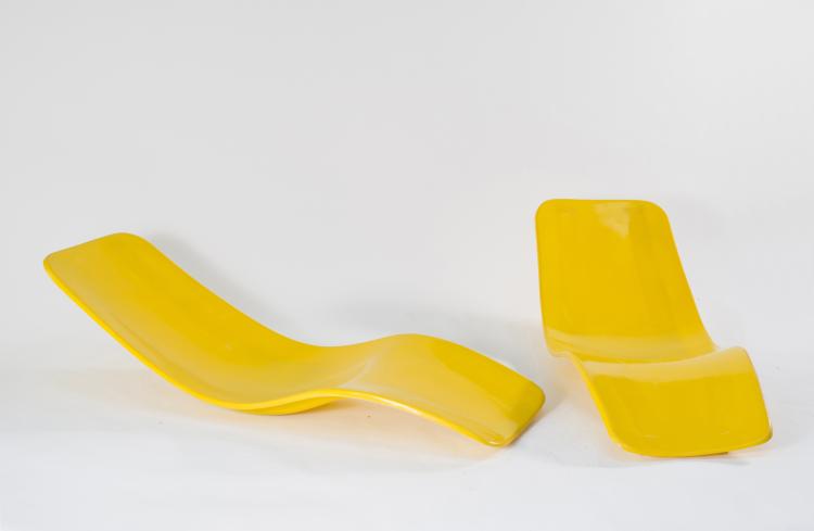 Bild 1 zu Objekt, Zwei Liegest&uuml;hle, um 1970, Charles Zublena, Plastique de Bourgogne (zugeschrieben), 128B 543