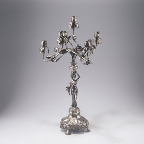 Tall figurative candelabrum, c1900