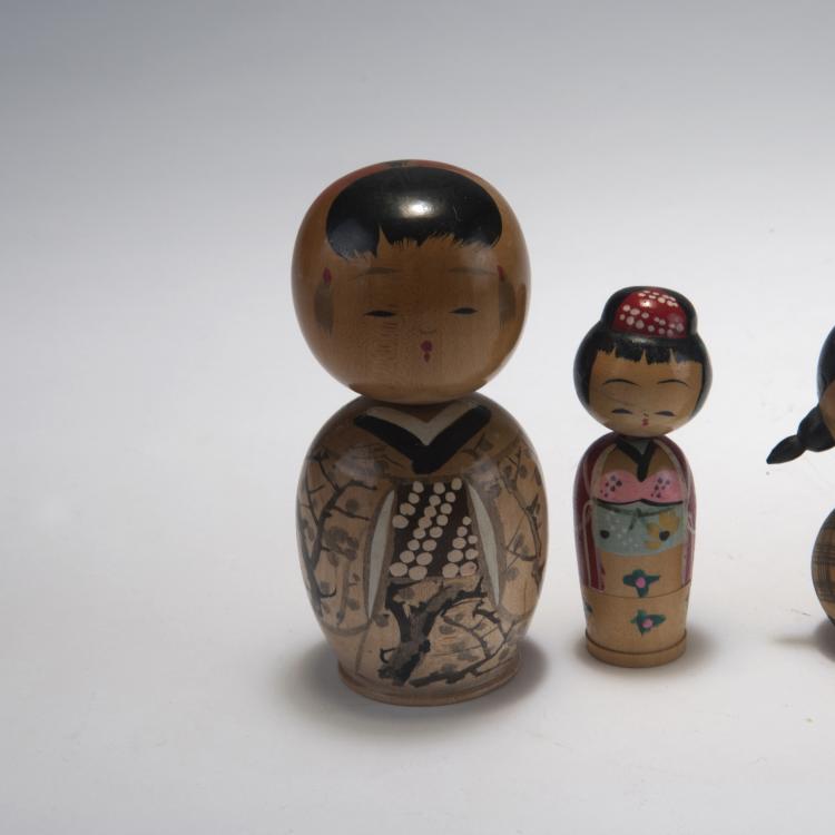 Bild 1 zu Objekt, Acht 'Kokeshi Dolls', 1960er Jahre, Japan, 128B 421