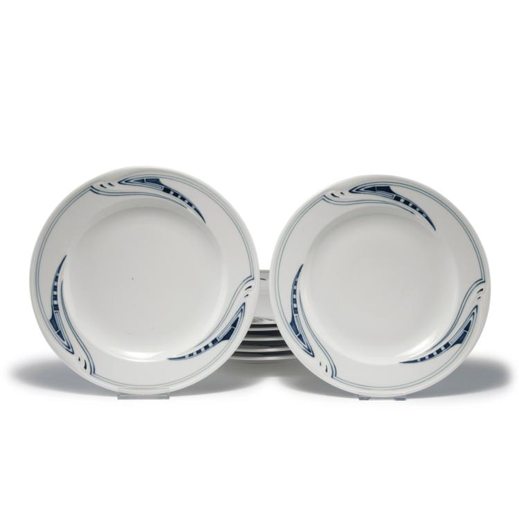 Hauptbild zu Objekt, Seven 'Whiplash' dining plates, 1903-04, Henry van de Velde, Meissen, StPM, 130A 28