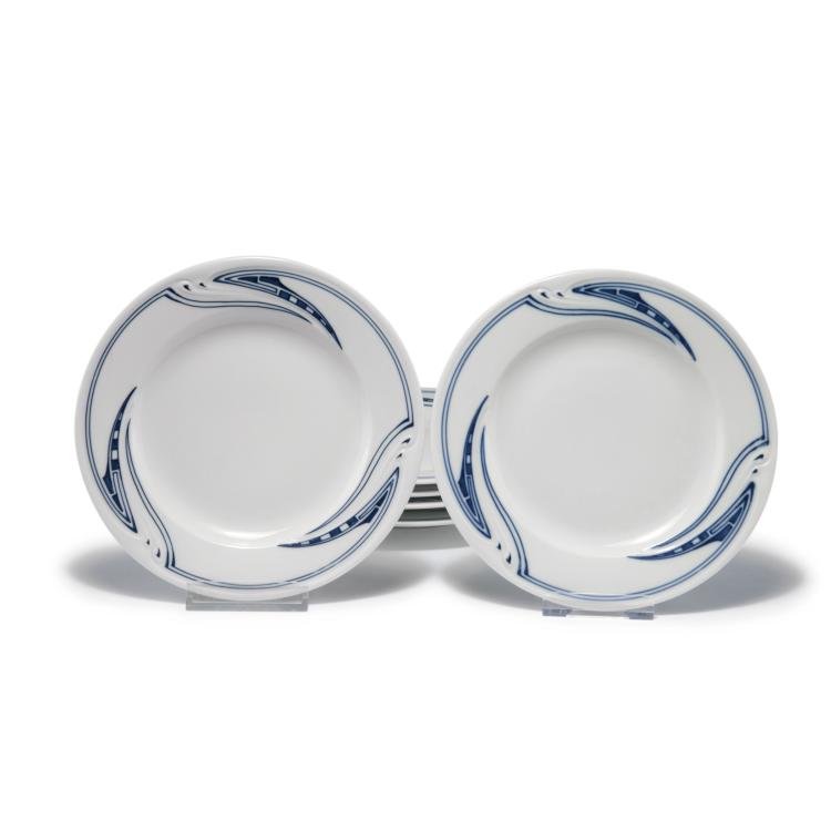 Hauptbild zu Objekt, Six 'Whiplash' bread plates, 1903-04, Henry van de Velde, Meissen, KPM, 130A 30