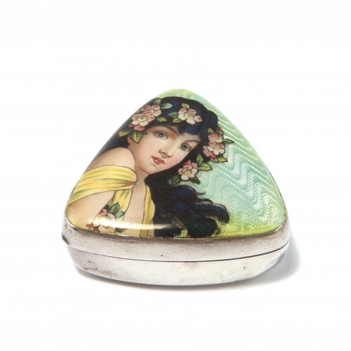 Pillendose mit Mädchenfigur, um 1900