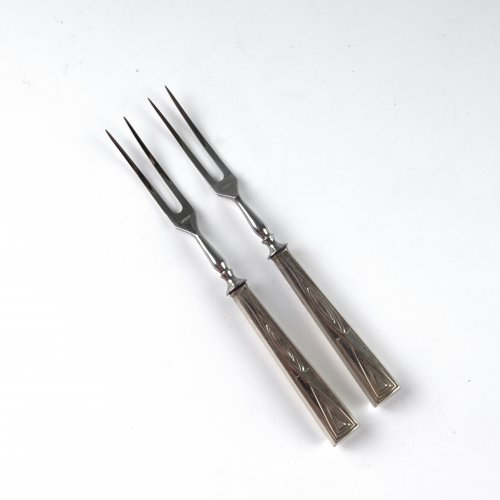 Two 'House Behrens' cold meat forks, 1901