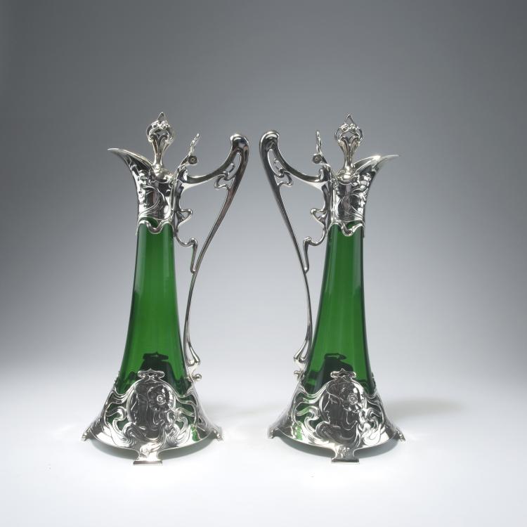 Bild 1 zu Objekt, Two wine jugs, c1905, WMF, Geislingen, 129 467