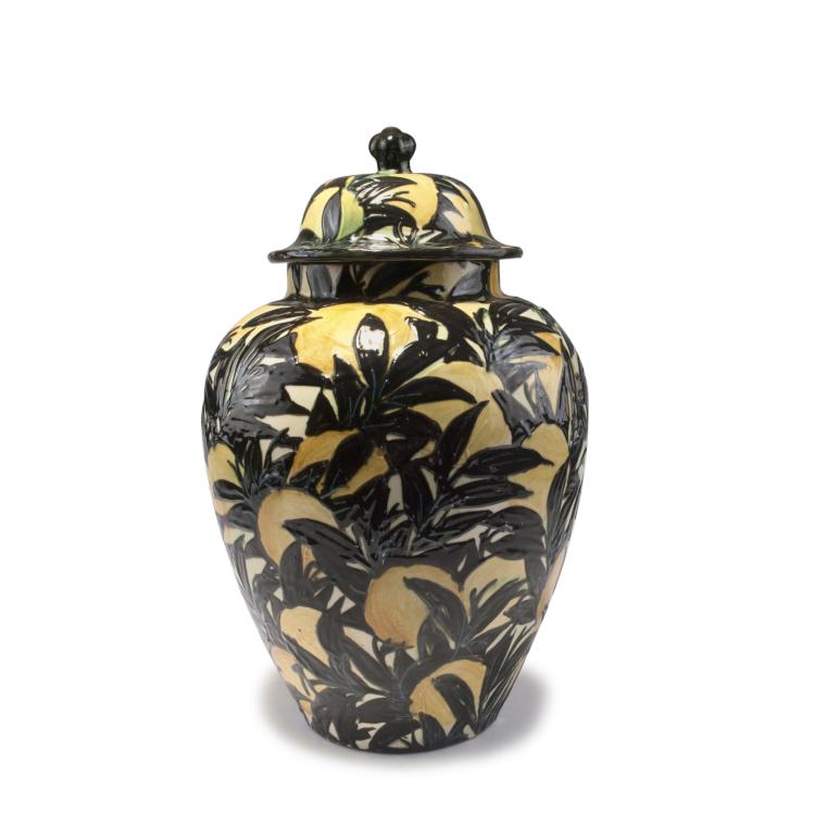 Hauptbild zu Objekt, 'Lemons' vase with cover, 1921-25, Max Laeuger, Karlsruhe, Majolikamanufaktur, 129 638