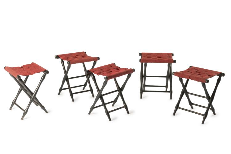 Hauptbild zu Objekt, Five folding stools, c1940, D&auml;nemark, 131B 285