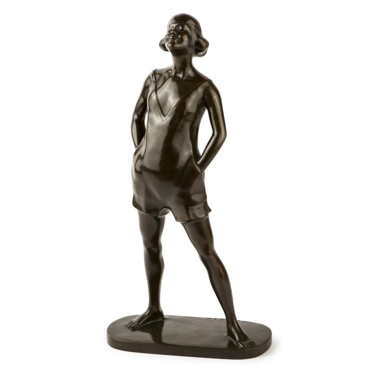 Hauptbild zu Objekt, Young woman, 1924, Erich van den Driesch, D&uuml;sseldorfer Bronzebildgiesserei, D&uuml;sseldorf, 136C 111