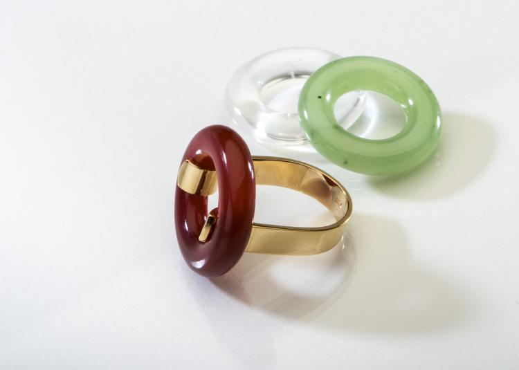 Hauptbild zu Objekt, Ring mit drei austauschbaren Eins&auml;tzen, um 1960, Friedrich Becker, 136C 6