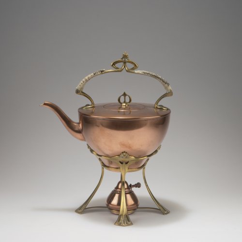 Heißwasserkessel mit Stövchen, um 1900